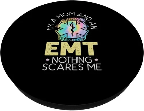 Vista 2 de PopSockets para cuidado de la salud paramédico de Soy una mamá y una EMT EMS PopGrip intercambiable