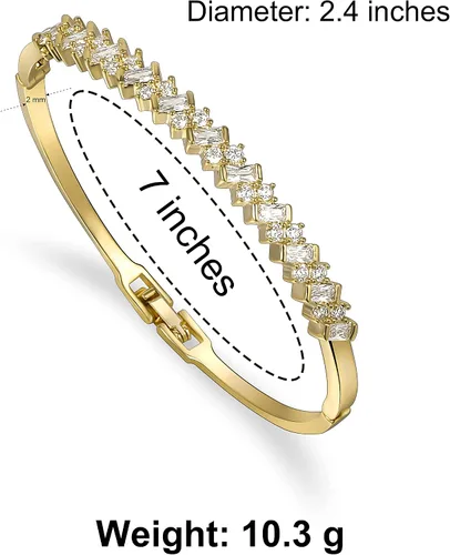 Vista 4 de Cowlyn Brazalete abierto de circonita cúbica pulsera de tenis clásica chapada en oro de 14 quilates joyería para mujeres y niñas no conocido
