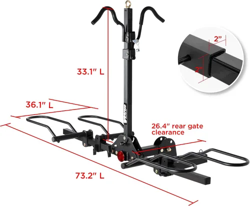 Vista 8 de Young 2 Bike Rack Basculante Montado en Enganche con Pedal Conveniente para Automóviles, SUVs y Camiones, Se Adapta a Enganches de 1.25" y 2