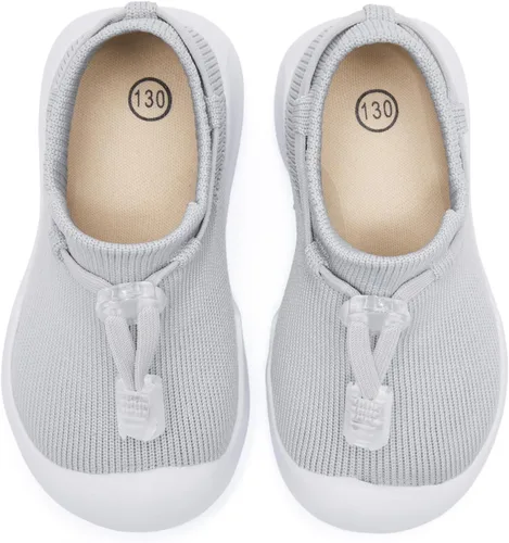 Vista 3 de MORENDL Zapatos de calcetín para caminar para bebé, 2 pies pequeños, pantuflas para niños pequeños, niñas y niños, suela suave, antideslizante