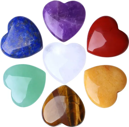 Vista 20 de QINJIEJIE Juego de 10 piedras curativas de corazón, cuarzo rosa, amatista, piedra de amor pulida, palma, piedras preciosas naturales, al por mayor