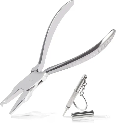 Vista 12 de Alicates para marco de lentes de 6 pulgadas, mandíbula de nailon medio plano, herramientas de reparación y montaje de gafas con destornillador