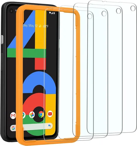Vista 21 de OMOTON Paquete de 4 protectores de pantalla para Google Pixel 4 (5.7 pulgadas), vidrio templado, resistente a los arañazos, solo cubierta de área