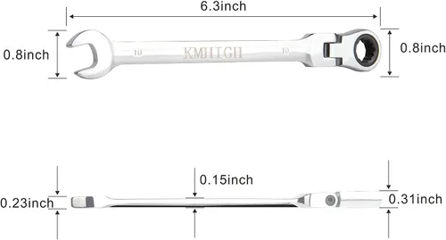 Vista 2 de Llave de trinquete flexible de 0.394 in, acero al cromo vanadio, 72 dientes Para maquinaria, reparación de automóviles, fontanería, mejoras