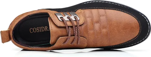 Vista 5 de Cosidram - Zapatos de piel informales y lujosos para hombre, cómodos, estilo mocasín, bajos y modernos con agujetas, color negro y marrón