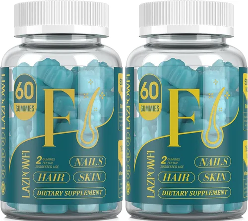 Vista 10 de Gomitas de biotina, vitaminas para la piel y las uñas para hombres y mujeres, vitamina B7 vegana, apoya el crecimiento del cabello y uñas más