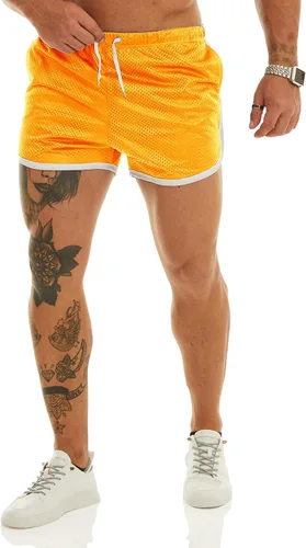 Vista 4 de Ouber Pantalones cortos ajustados para hombre, culturismo, entrenamiento, gimnasio, correr, pantalones cortos de levantamiento ajustados