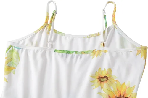 Vista 4 de TIMSEM Vestido acampanado floral sin mangas de verano con tirantes ajustables para mujer