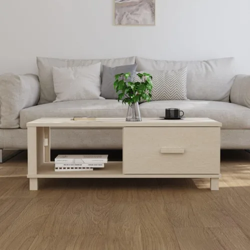 Vista 4 de Mesa auxiliar, para sala de estar, mesa de hogar, cajón, 1 partición, para espacios pequeños, revistas, libros y plantas, color marrón miel, 39.4 x