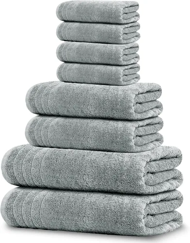 Vista 9 de Tens Towels Juego de 8 toallas, 2 extra grandes para baño, 2 para manos, 4 paños, 100% algodón, peso más ligero, secan más rápido, superabsorbentes