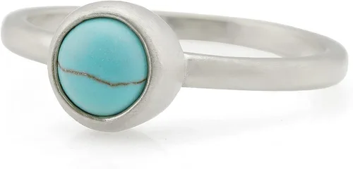 Vista 7 de Turquoise Bezel Ring - 14k Gold - Elegant December Birthstone Bridal Ring - Simple Stackable Design