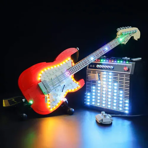 Vista 4 de Kyglaring Kit de iluminación LED compatible con Lego Ideas 21329 Fender Stratocaster Guitar Kit de construcción - Solo kit de luz LED y sin juego