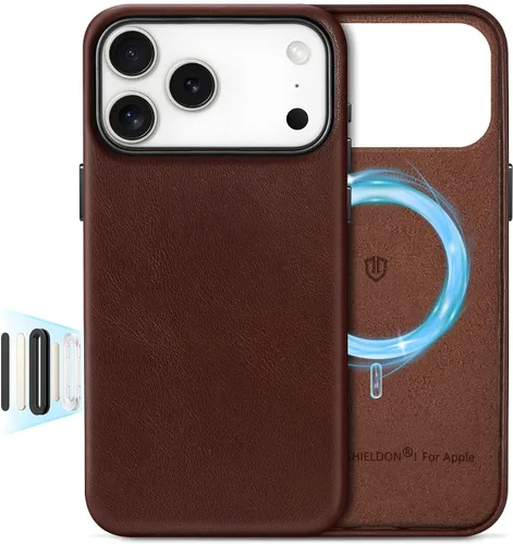 Vista 20 de SHIELDON Funda de piel auténtica para iPhone 17 de 6.3" 2025, color negro