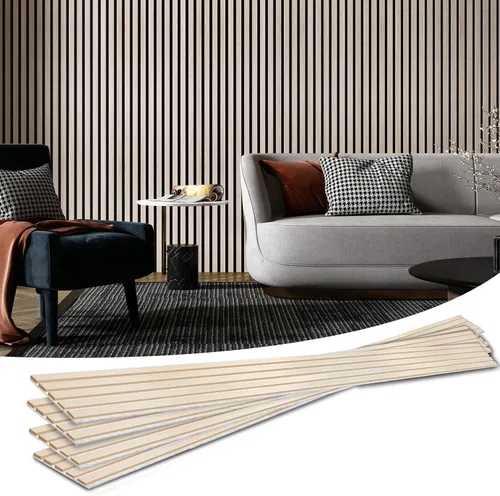 Vista 12 de Art3d Paquete de 2 paneles acústicos de listones de madera de 104" x 15.75" para pared y techo, paneles modernos estriados de absorción de sonido
