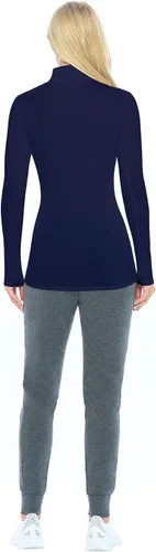 Vista 3 de Natural Uniforms Camiseta de manga larga con cuello alto falso para mujer