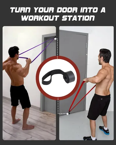 Vista 3 de Fitense Resistance Bands Set - Pull Up Bands for Men Women, Exercise Bands Resistance with Door Anchor, Training Poster & Pouch for Body Stretching