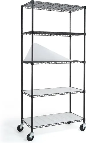 Vista 11 de CAPHAUS Estantería de alambre de grado comercial NSF con ruedas, patas niveladoras y forros, estante de metal para almacenamiento, 36 x 18 x 76, 5