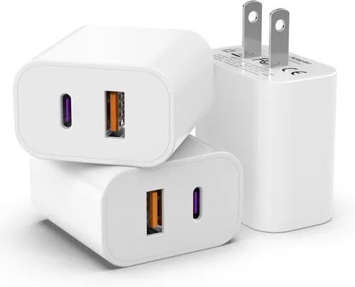 Vista 7 de Paquete de 2 adaptadores de corriente de 40 W USB C con puerto USB-C dual Phone Charger with Fast Charging Capability, Type C Wall Charger for
