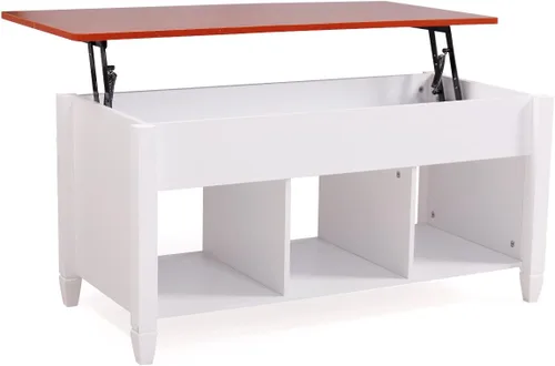 Vista 9 de LAZYMOON Mesa de centro elevable, compartimento de almacenamiento de escritorio para computadora portátil, muebles para el hogar de madera maciza