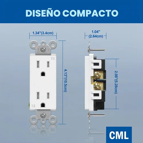 Vista 6 de CML 15 Amp Decorator - Salida de pared resistente a manipulaciones, paquete Blanco satinado