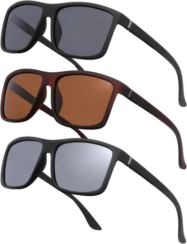 Vista 18 de Gafas de sol polarizadas deportivas para hombre, gafas de marco cuadrado NP1007 Marco A01 Matteblack/Lente gris