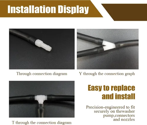 Vista 6 de Manguera universal de líquido de lavadora de 13.1 ft, kit de manguera para limpiaparabrisas con 12 conectores de manguera para conectar la bomba