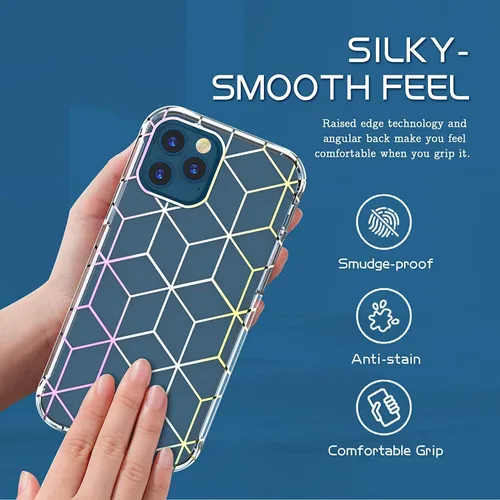Vista 3 de Hasaky Funda para iPhone 12 Pro Max 5G 2020 de 6.7 pulgadas, parachoques híbrido de doble capa para niña/mujer, diseño de mármol brillante, TPU