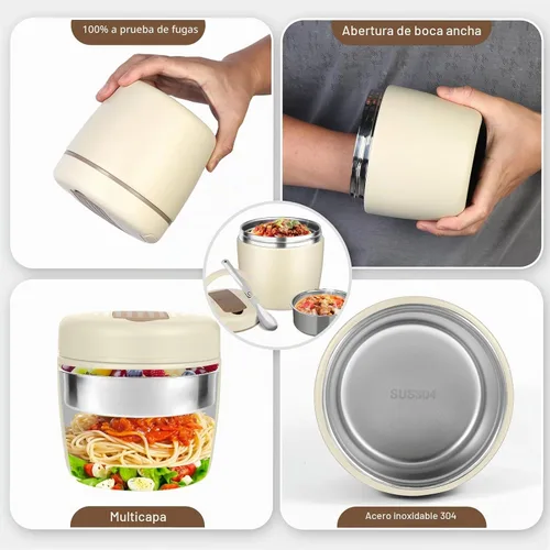 Vista 6 de Termo para comida caliente, 40 onzas, tarro de comida aislado al vacío para adultos, de acero inoxidable, termo de boca ancha, a prueba de fugas