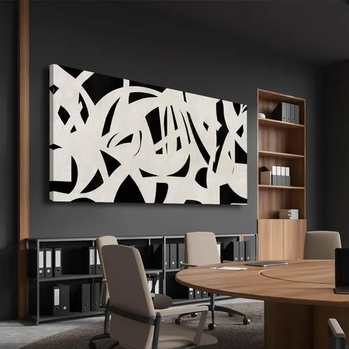 Vista 4 de Arte de pared geométrico de mediados de siglo, decoración moderna en blanco y negro, cuadros para paredes, lienzo fotográfico para sala de estar