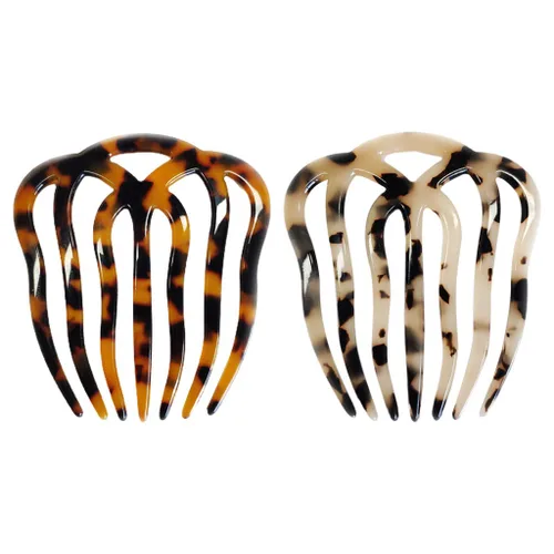 Vista 8 de Twist Hair Side Comb ahueca hacia fuera 7 dientes acetato antiestático horquilla vintage tortuga para Shell Barrette C