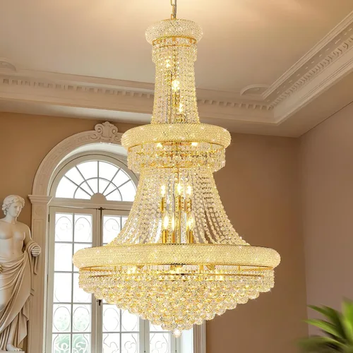 Vista 8 de Con lámparas de araña de cristal de With Light Forward para comedor, lámpara de araña de cristal moderna K9, lámpara de techo de lujo clásico