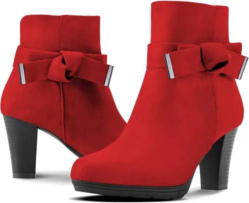 Vista 3 de mysoft Botines para mujer con tacón, tacón grueso apilado y cremallera botines para mujer