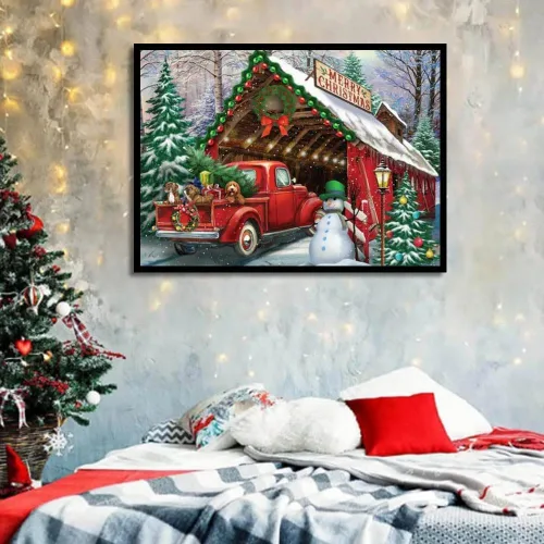 Vista 2 de LWZAYS Kits de pintura de diamantes de Navidad 5D, kits de arte de diamantes para adultos, pintura de Navidad con gemas de diamantes, pinturas