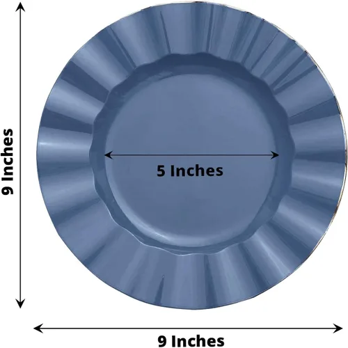 Vista 18 de Tableclothsfactory Paquete de 10 platos redondos de plástico negro de 6 pulgadas para ensalada de postre, platos desechables con borde ondulado