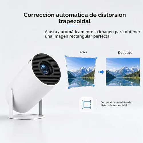 Vista 4 de Mini proyector HY300 Pro, proyector portátil Android 13 con WiFi y Bluetooth, compatible con video 4K, Keystone automático, rotación de 180°