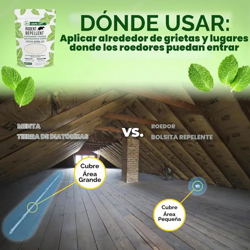 Vista 5 de Mighty Mint Control de plagas repelente de roedores, polvo de plagas de menta de tierra de diatomeas, 1 libra