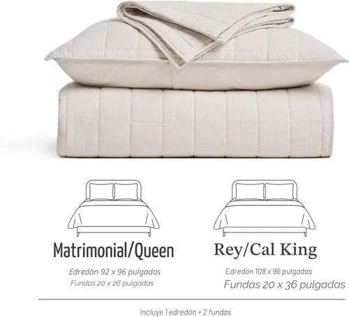 Vista 8 de EVERGRACEHOME - Juego de edredón de punto de caja 100% algodón, tamaño Queen, abedul Garment-Washed Softness, Lightweight All-Season Warmth, Cozy