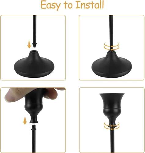 Vista 5 de Juego de 3 Portavelas Negros, Portavelas de Metal para Velas Cónicas, Candelabro Decorativo Clásico para Navidad, Bodas, Fiestas, Mesas de Cena