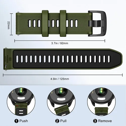 Vista 4 de ISABAKE Correa de silicona de liberación rápida de 22mm de reemplazo para Gamrin Forerunner 265, Forerunner 255, Garmin Vivoactive 4, Garmin Venu 2