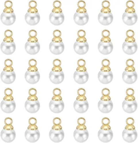 Vista 19 de PATIKIL Abalorio de perlas, 100 cuentas de perlas de imitación de perlas colgantes para bricolaje para hacer joyas, pulseras, aretes, collares Beige