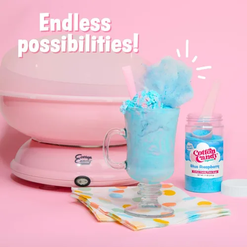 Vista 7 de Cotton Candy Express Floss Sugar Plus Conos con 3 frascos de plástico de 11 oz de chicle, manzana verde y azúcares para algodón de azúcar sabor piña