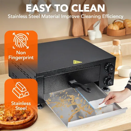 Vista 5 de Horno de pizza profesional de 12 pulgadas Máquina de hornear eléctrica de 1100 W con temporizador de 60 minutos Construcción de acero inoxidable