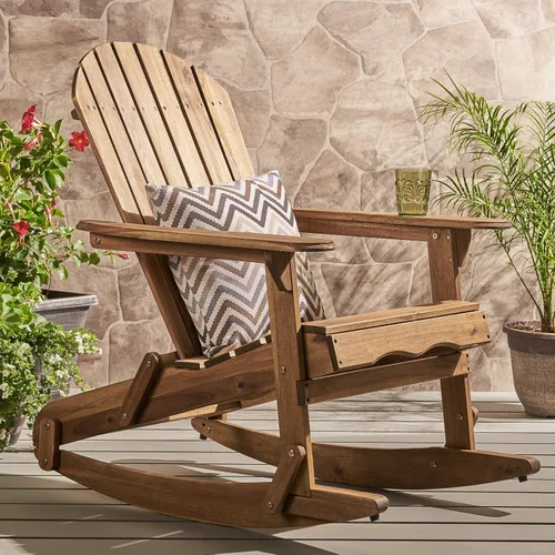 Vista 2 de Christopher Knight Home Malibu - Mecedora Adirondack de madera de acacia para exteriores, teñida natural