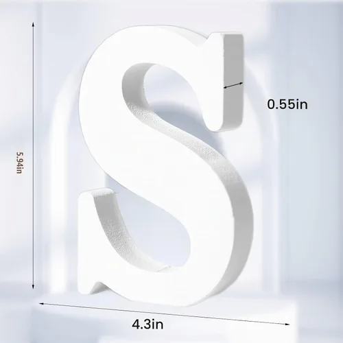 Vista 2 de AOCEAN Letras de madera blanca de 6 pulgadas, letras de madera sin terminar para decoración de pared, letras de pie, rebanadas, decoración