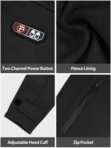Vista 4 de PTAHDUS Chaqueta térmica para mujer con batería de 7,4 V, con bolsillo calentador de manos