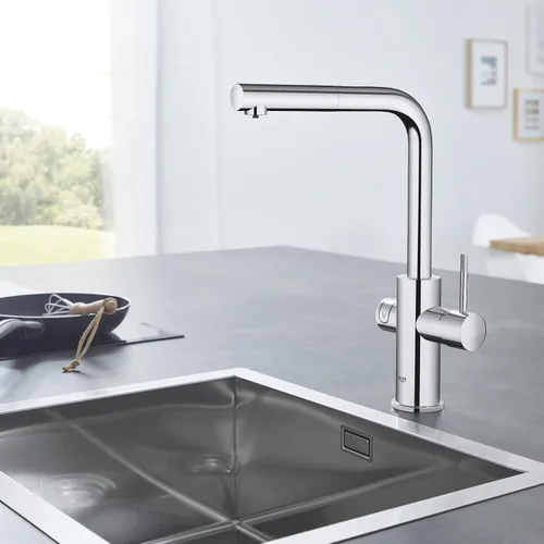 Vista 3 de GROHE Blue Home Starter Kit (Kitchen Mixer with Filter Function, for Bubble Water, WLAN, Extendable L-Outlet), Chrome, 31927001