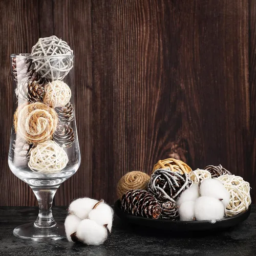 Vista 4 de Canlierr 25 bolas decorativas de mimbre de otoño para rellenar cuencos, jarrón, centro de mesa, decoración para decoración de mesa del hogar