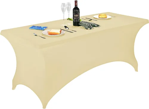 Vista 60 de FORLIFE - Funda de mesa de elastano, mantel ajustado de 4 pies para mesas rectangulares, funda elástica para patio, universal para bodas, banquetes