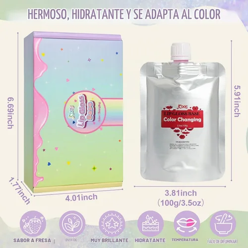 Vista 2 de JCOOS Base de brillo de labios, aceite de labios que cambia de color, base de brillo de labios, 2 unidades de 3.5 onzas de base de brillo de labios