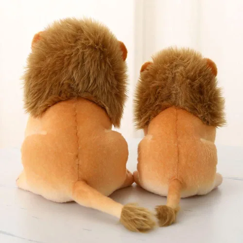 Vista 3 de Juguete de peluche de león, león de peluche dorado, animales de simulación de felpa de 11 pulgadas, regalos realistas de león de peluche para niños